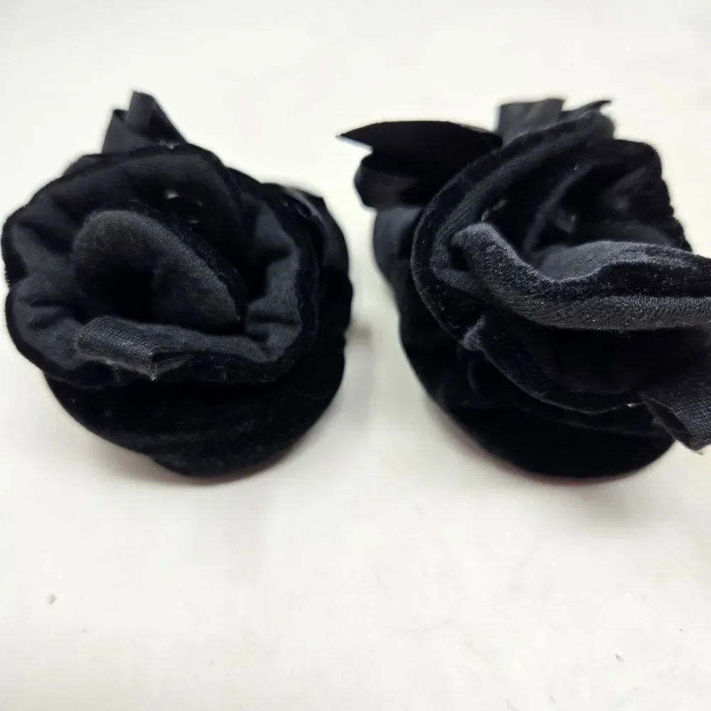 ROBEEZ Elegant Black Velvet Bow Baby Shoes Slippers 0-3‎ Months